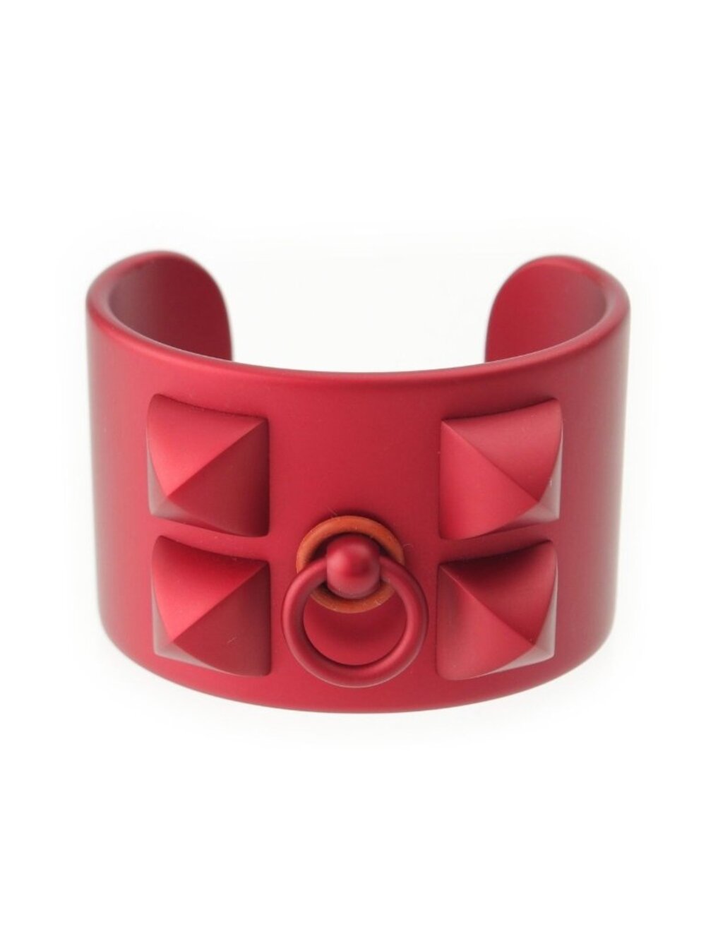 Hermes Medor Collier de Chien Aluminum Cuff Bangle Red Bracelet